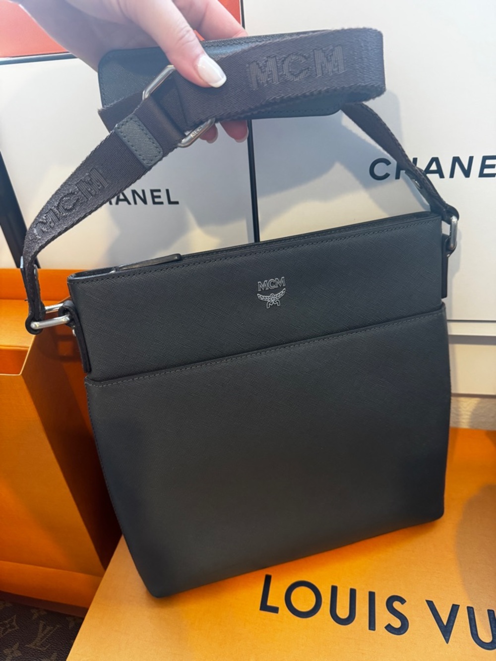 MCM Black Leather Crossbody